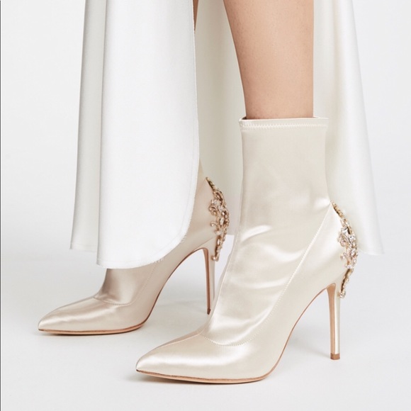 Badgley Mischka Shoes - BADGLEY MISCHKA Satin MEG jeweled booties boots